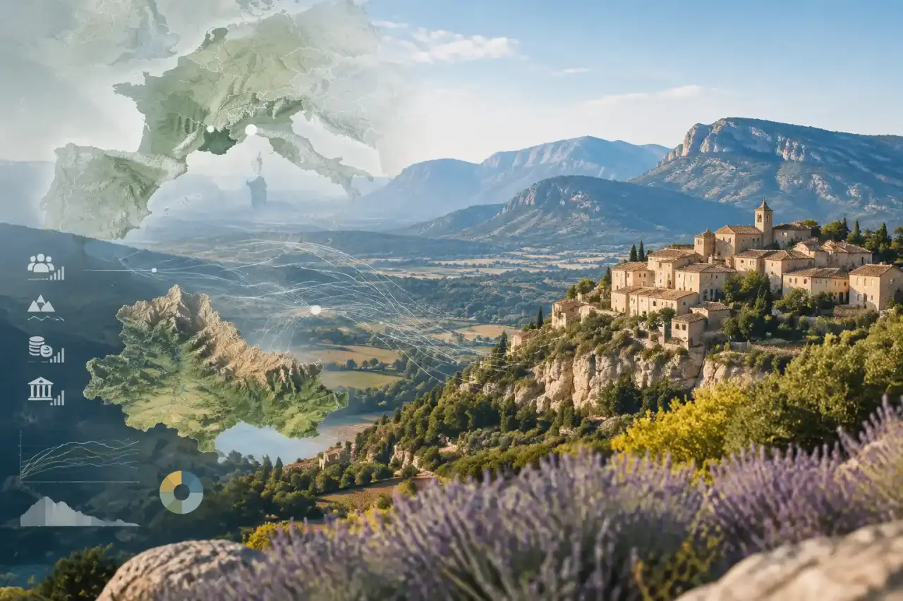 Paysage provençal structuré par les reliefs, les vallées et les flux de circulation