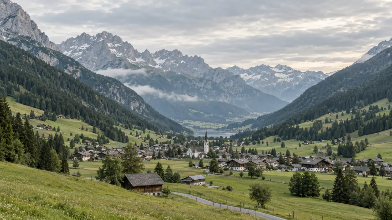 Paysage alpin présentant un relief montagneux et des vallées habitées