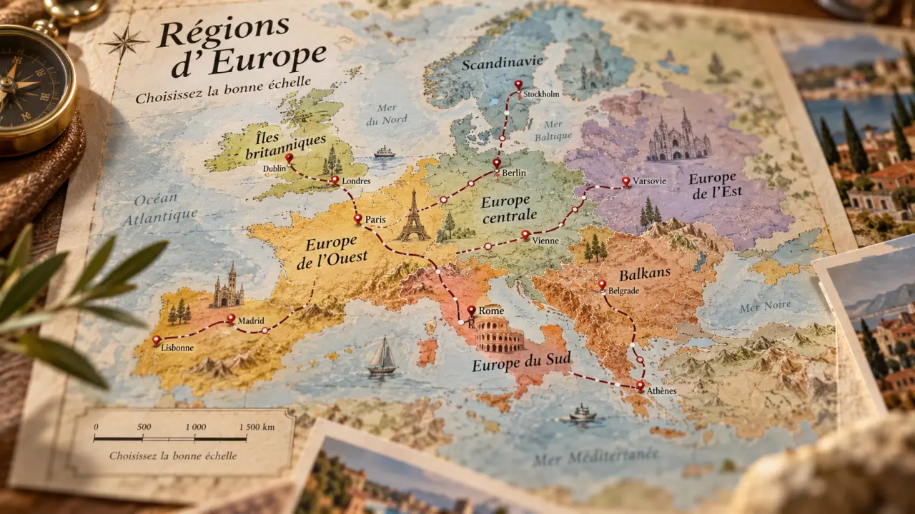 Carte Europe tourisme : choisissez la bonne échelle pour tracer un itinéraire réaliste