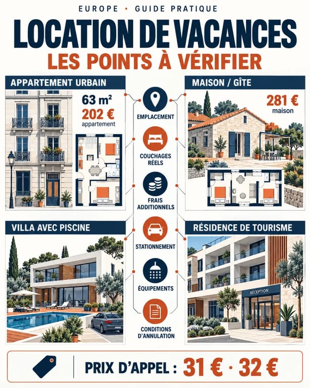Location de vacances en Europe : types d’hébergements, prix et critères à vérifier